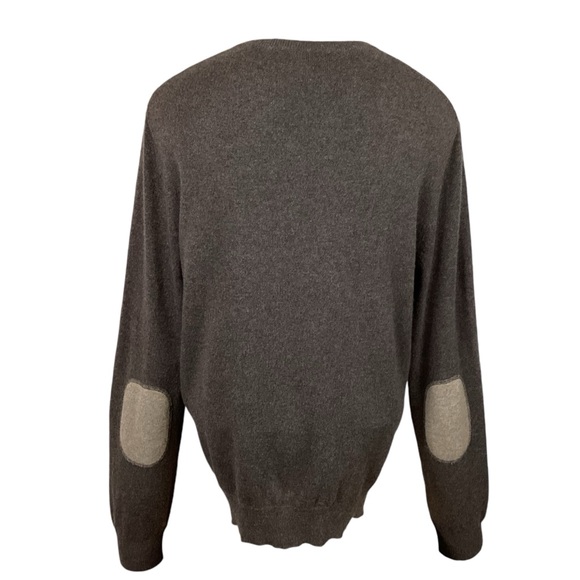 Joseph & Lyman Herringbone Cashmere V Neck Sweater Brown - Picture 6 of 11